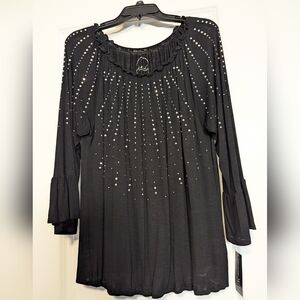 NWT-INC International Concepts Black Tunic with Silver Accents